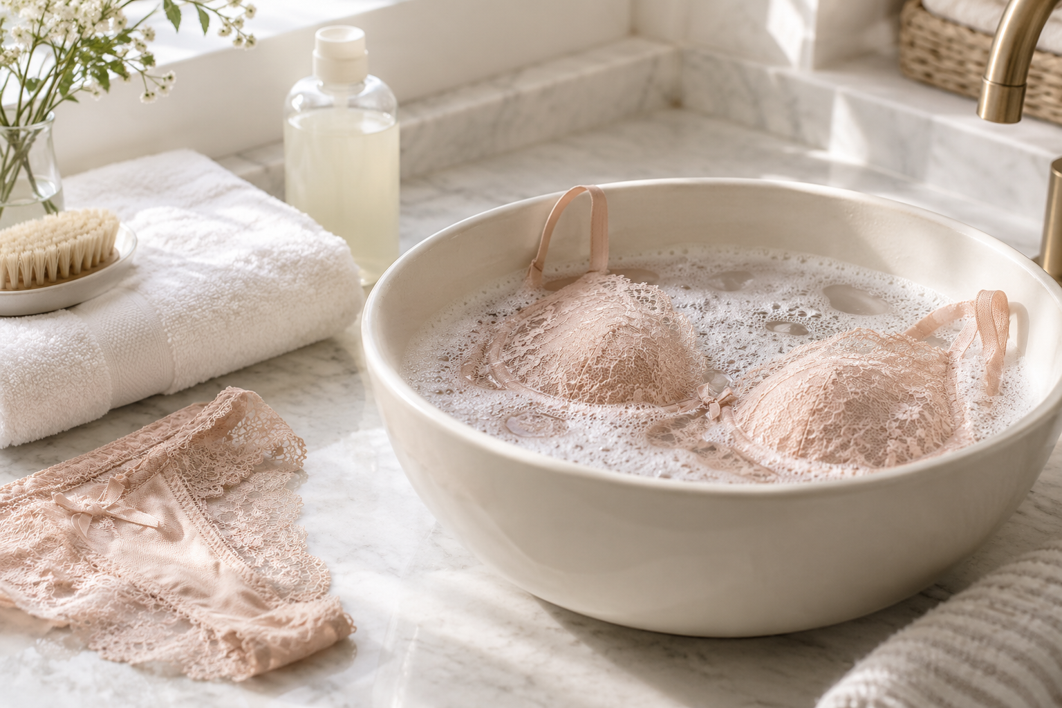 Lavage à la main de lingerie délicate